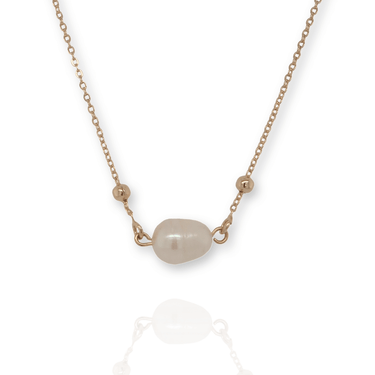 Gold Beaded Pearl Necklace